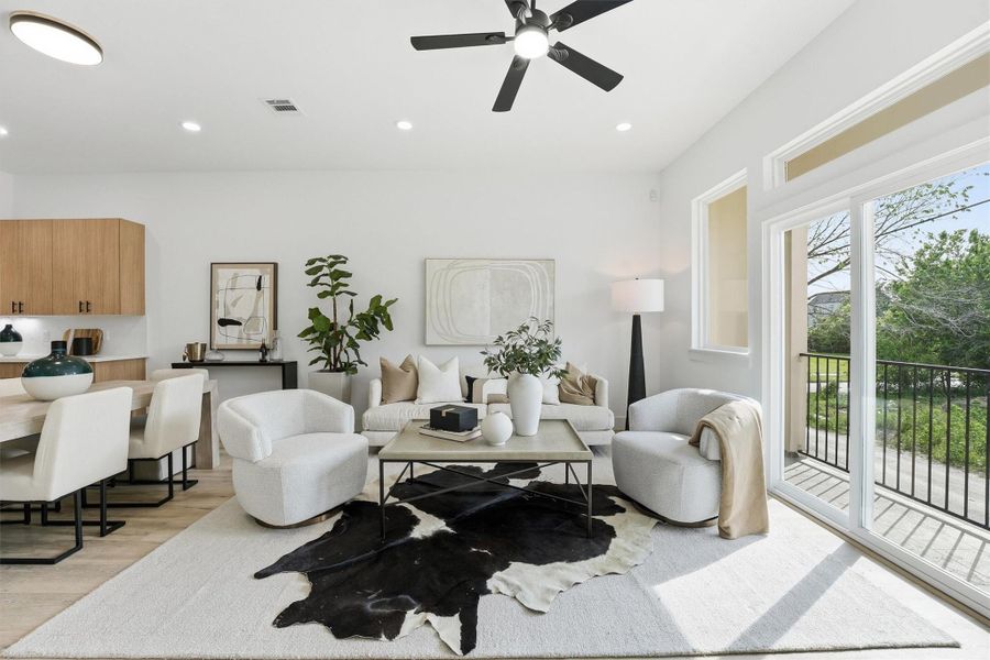 Light, bright, and spacious living area with incredible views.