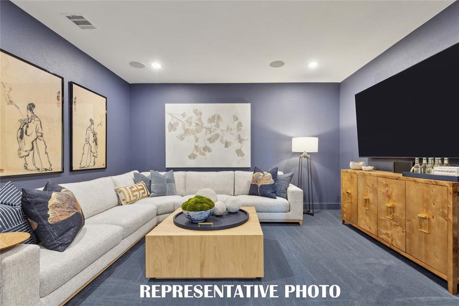 This over the top media room and adjacent game room create the ultimate entertainment zone! REPRESENTATIVE PHOTO This over the top media room and adjacent game room create the ultimate entertainment zone! REPRESENTATIVE PHOTO