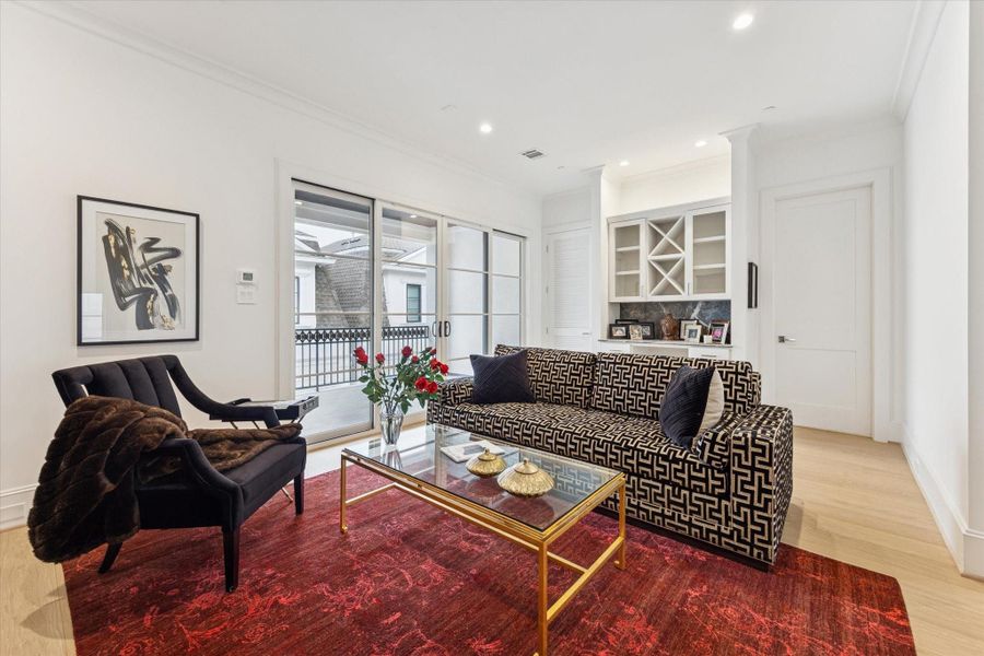 Fourth floor gameroom opens to spacious terrace with gas and water connections Fourth floor gameroom opens to spacious terrace with gas and water connections