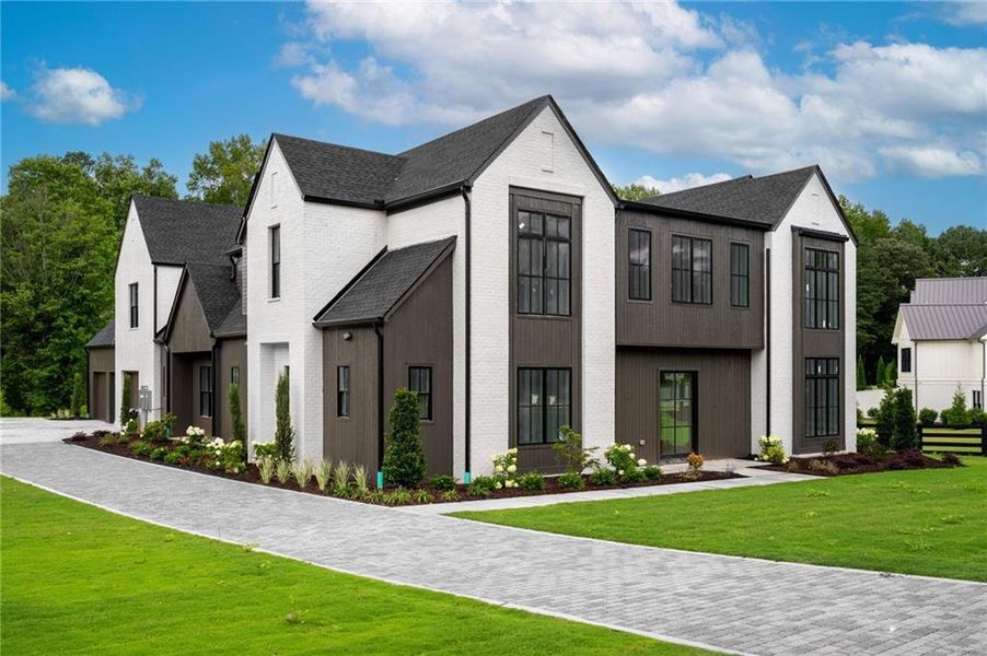 Front exterior of a new home in , Roswell, GA, highlighting curb appeal (Image 34).