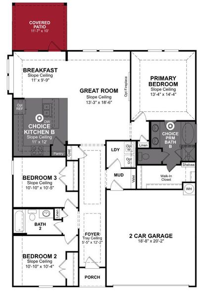 2D floor plan layout of this home in Laurel Landing: Landmark Collection, Alvin, TX (Image 1).