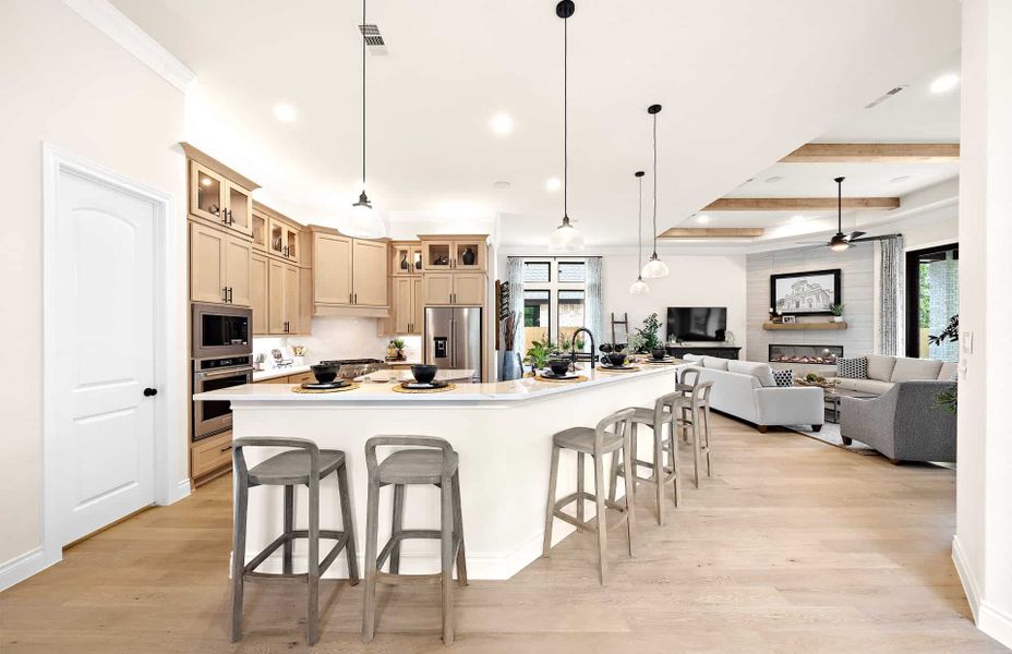 Representative furnished interior of a home built from the 2855 by Ravenna Homes in The Woodlands Hills 65′, Willis (Image 13).