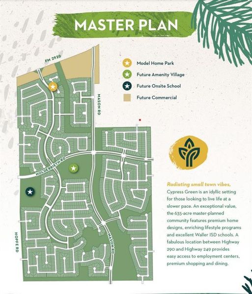 New home, 635 acre master planned community with exercise options like natural trail systems for hiking and walking or manicured parks and green spaces for jogging and biking. Close to resort-style pools and main street shopping centers and retail spaces with restaurants for gathering and socializing.