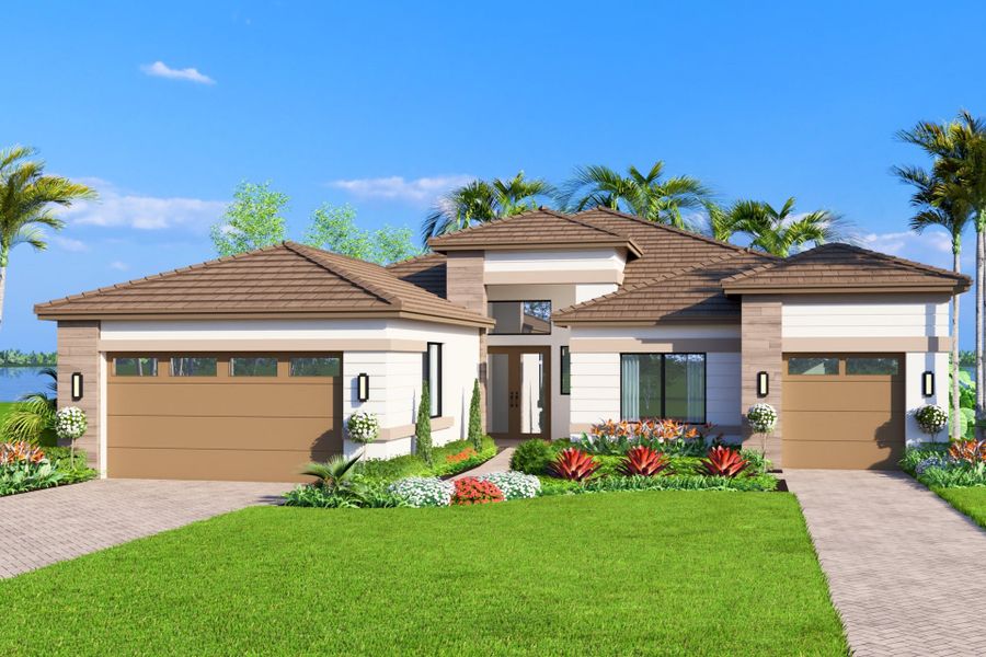 Representative exterior photo of a completed home built from the Michele II by GL Homes in Valencia Vista at Riverland, Port St. Lucie, FL (Image 2).