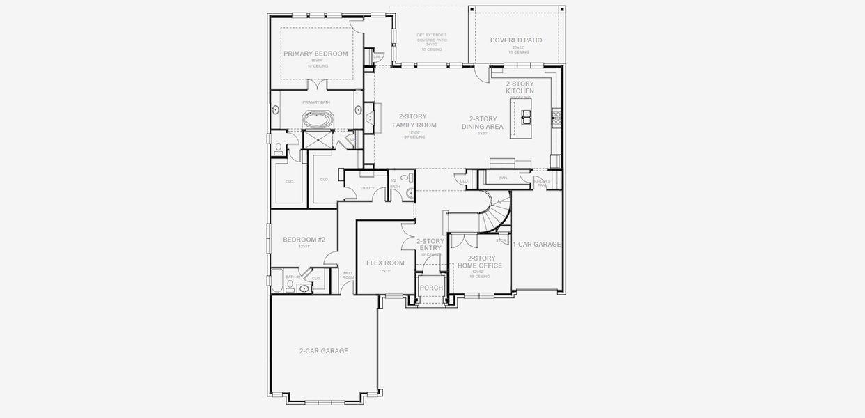 2D floor plan layout for the 4137W by Perry Homes in Evergreen 70', Conroe, TX (Image 4).