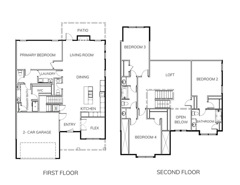 2D floor plan layout for the Bowman by Hunter Quinn Homes in Landing at Clemson Marina, Seneca, SC (Image 3).