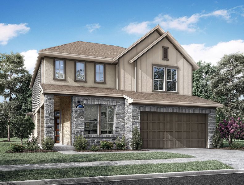 Representative exterior photo of a completed home built from the Sanderling by Tri Pointe Homes in Oakhill Reserve, Tomball, TX (Image 3).