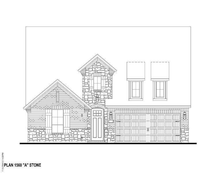 Plan 1560 Elevation A w/ Stone