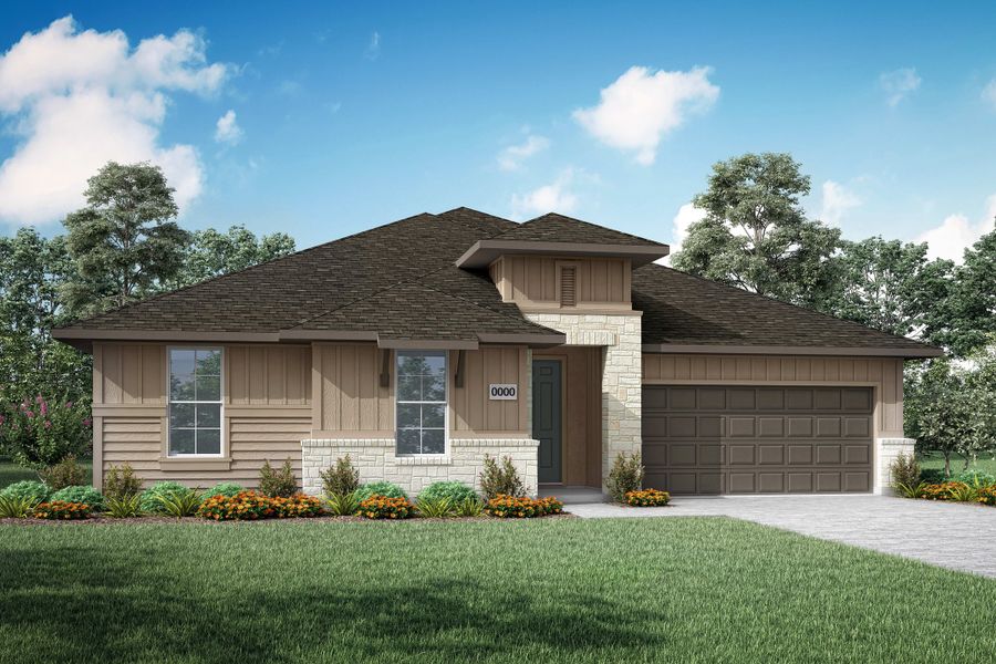 Representative exterior photo of a completed home built from the Carson by Tri Pointe Homes in Painted Tree, McKinney, TX (Image 18).