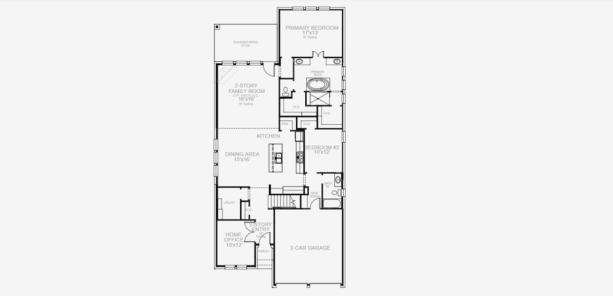 2D floor plan layout for the 2594W by Perry Homes in Briggs Ranch 45', San Antonio, TX (Image 5).