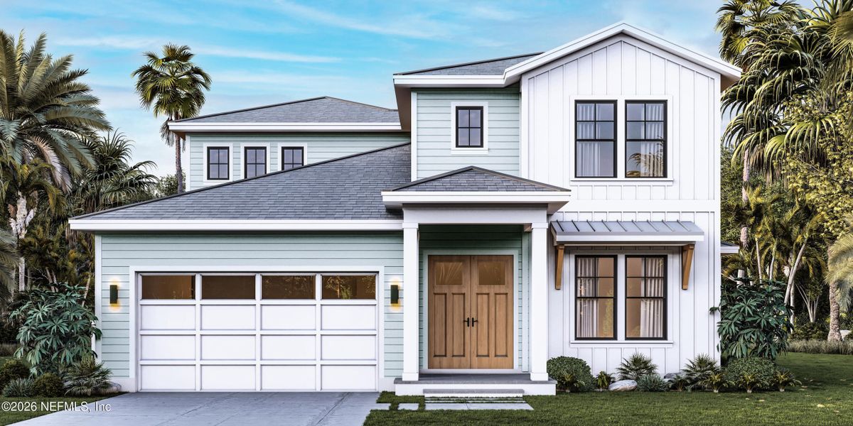 Front exterior of a new home in , Neptune Beach, FL, highlighting curb appeal (Image 22). Front exterior of a new home in , Neptune Beach, FL, highlighting curb appeal (Image 22).