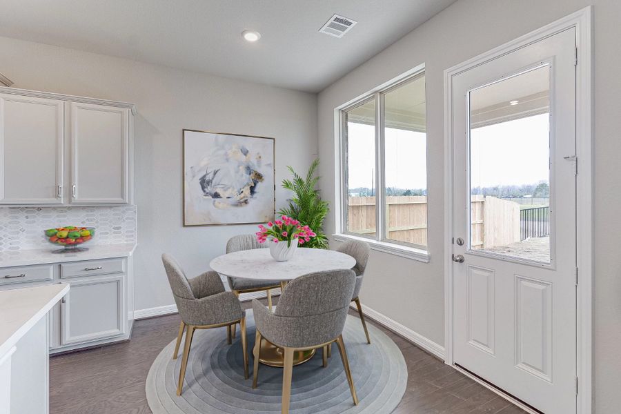 Breakfast nook. Note: Sample product photo. Actual exterior and interior selections may vary by homesite. Photo may be virtually staged