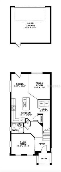 2D floor plan layout of this home in Center Lake on the Park, St. Cloud, FL (Image 3).