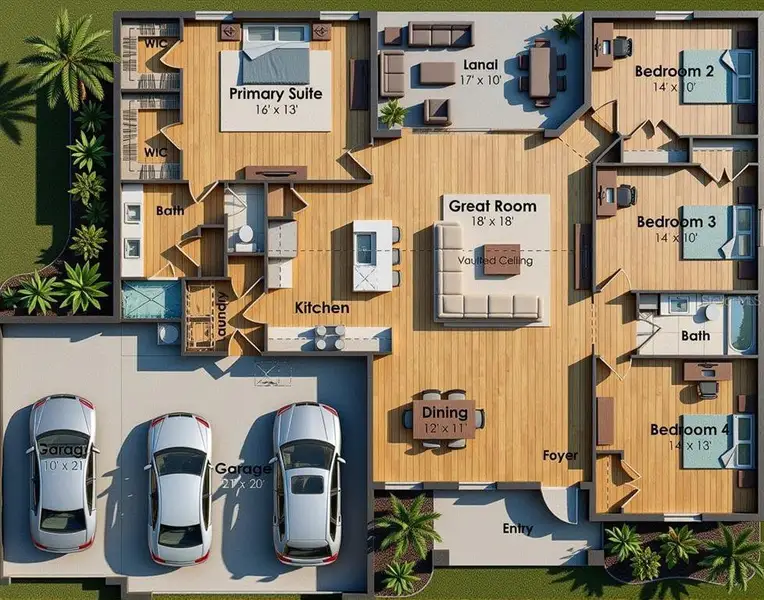 2D floor plan layout of this home in , Cape Coral, FL (Image 4).