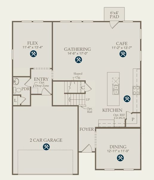 2D floor plan layout for the Murphy by Pulte Homes in Elmbrook, Matthews, NC (Image 3). 2D floor plan layout for the Murphy by Pulte Homes in Elmbrook, Matthews, NC (Image 3).