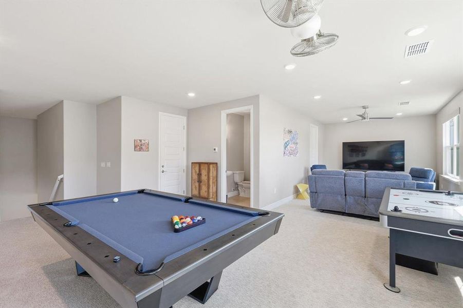 Upstairs game and media room