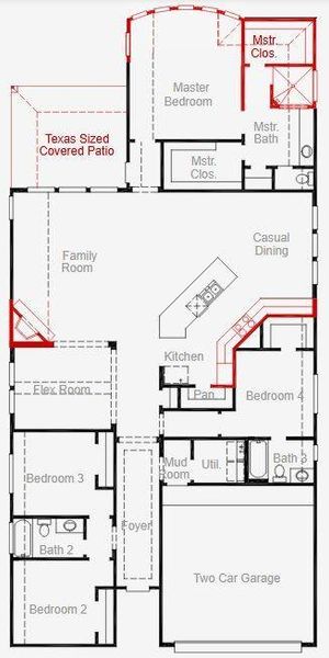 2D floor plan layout of this home in Two Step Farm, Montgomery, TX (Image 4).
