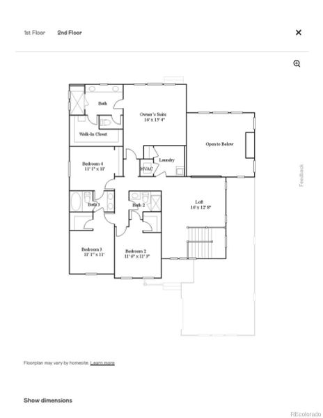 2D floor plan layout of this home in Red Rocks Ranch, Morrison, CO (Image 3).