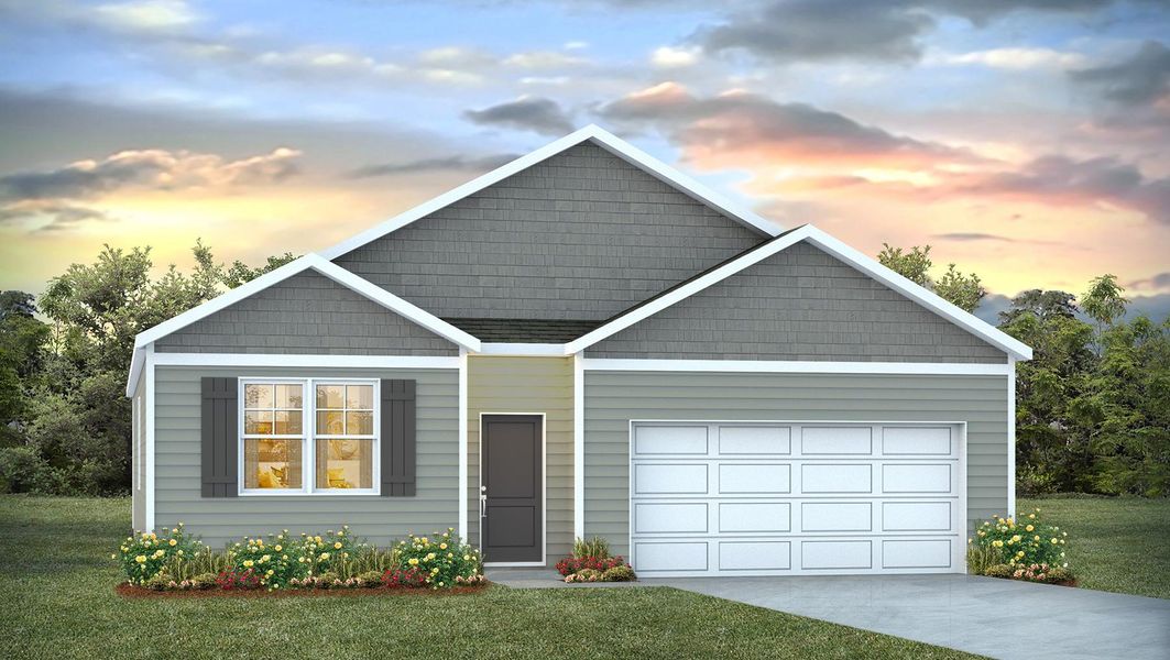 Representative exterior photo of a completed home built from the Cali by D.R. Horton in Gates Village, Lugoff, SC (Image 2). Representative exterior photo of a completed home built from the Cali by D.R. Horton in Gates Village, Lugoff, SC (Image 2).