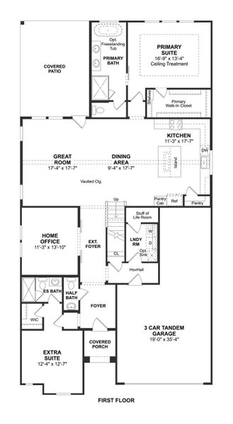 2D floor plan layout for the Tuscaloosa by K. Hovnanian® Homes in Oakberry Trails, Waller, TX (Image 3).