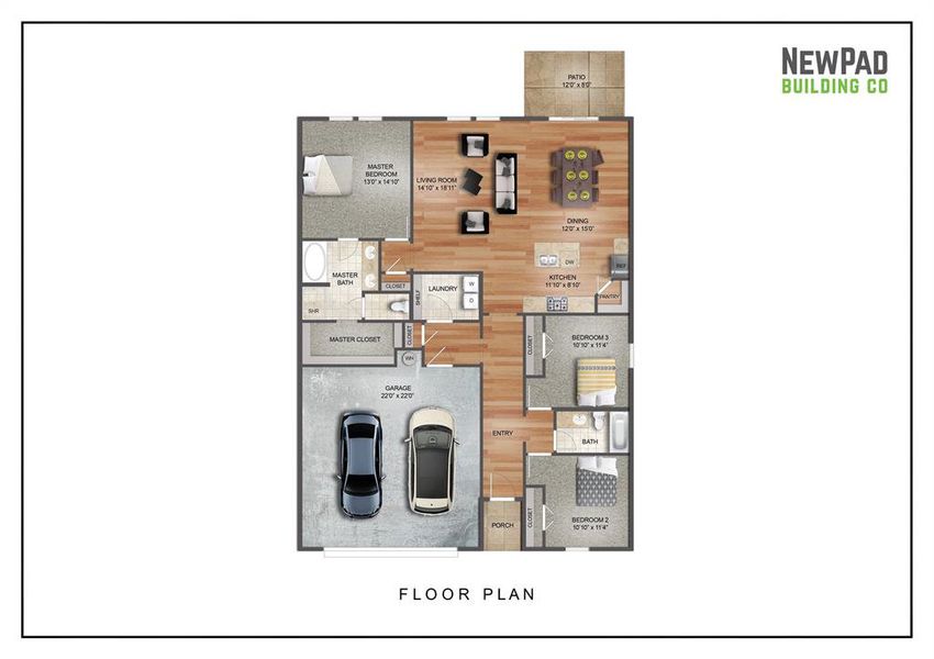 2D floor plan layout of this home in Trails of Fossil Creek, Fort Worth, TX (Image 5).
