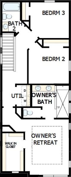 2D floor plan layout of this home in NoVi Chatham Park - The Mews Collection, Pittsboro, NC (Image 3).