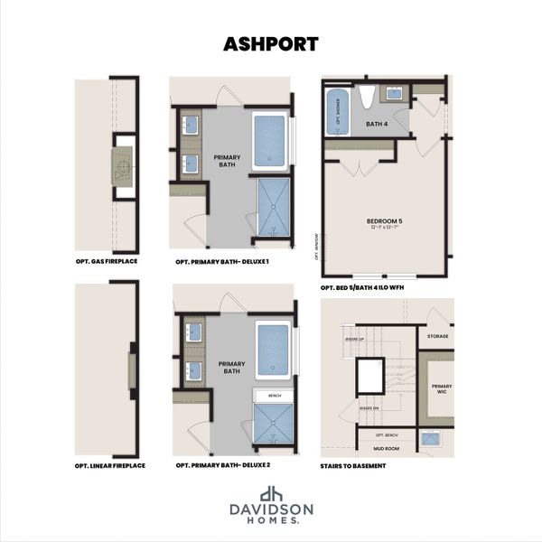2D floor plan layout for the The Ashport G by Davidson Homes LLC in Melody Lakeside Estates, Buford, GA (Image 5).