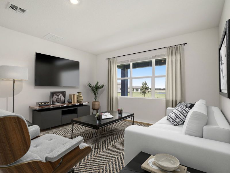 Furnished interior view inside a new home in Brystol at Wylder - Reserve Series, Port St. Lucie (Image 3). Furnished interior view inside a new home in Brystol at Wylder - Reserve Series, Port St. Lucie (Image 3).