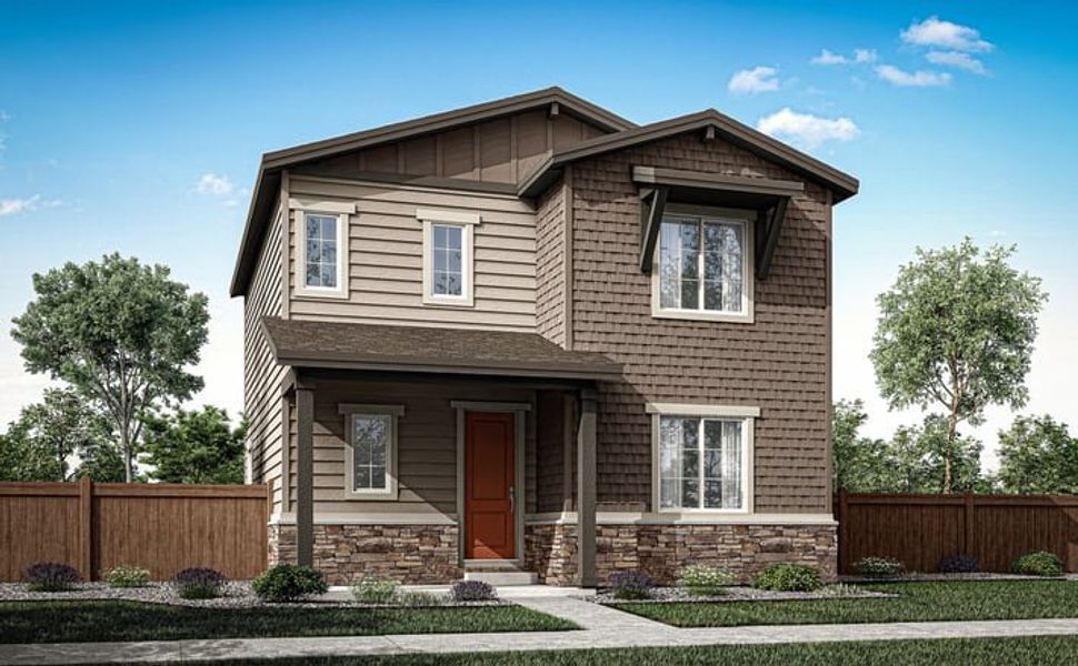 Representative exterior photo of a completed home built from the 2805 by Tri Pointe Homes in Painted Prairie, Aurora, CO (Image 23).