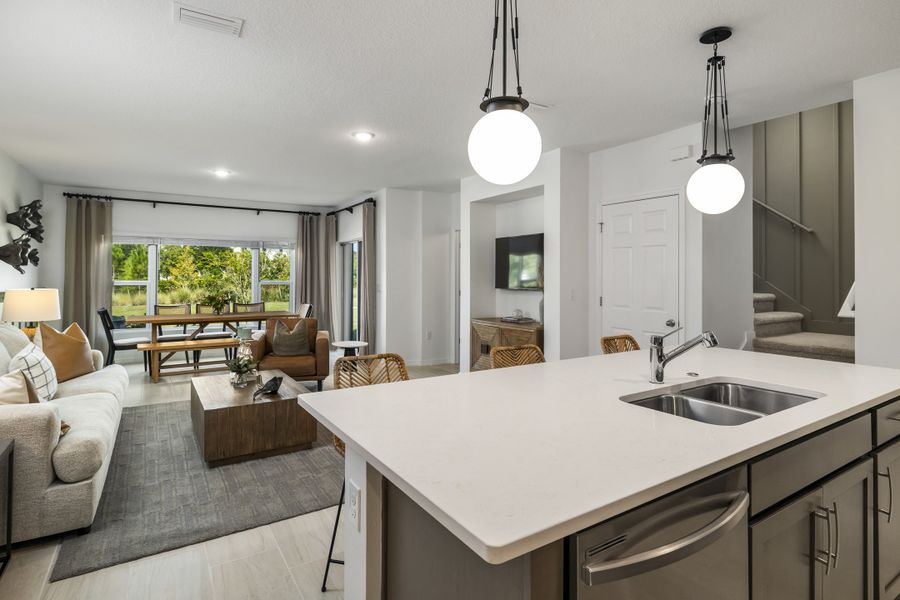 Furnished interior view inside a new home in Thompson Village Townhomes, Apopka (Image 2). Furnished interior view inside a new home in Thompson Village Townhomes, Apopka (Image 2).