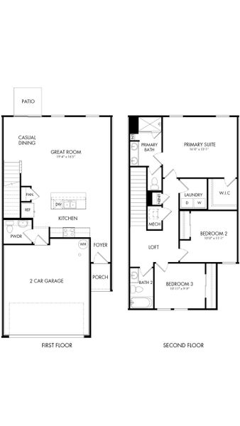2D floor plan layout of this home in Parkside at Shearwater, St. Augustine, FL (Image 3).
