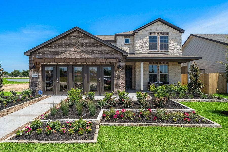 A house with a large front yard. A house with a large front yard.