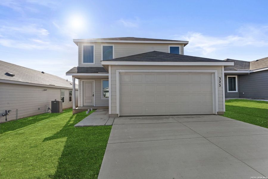 Front exterior of a new home in Grace Valley, Marion, TX, highlighting curb appeal (Image 1). Front exterior of a new home in Grace Valley, Marion, TX, highlighting curb appeal (Image 1).