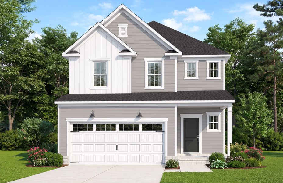 Representative exterior photo of a completed home built from the Murray by Pulte Homes in Broadmoor, Wake Forest, NC (Image 23).