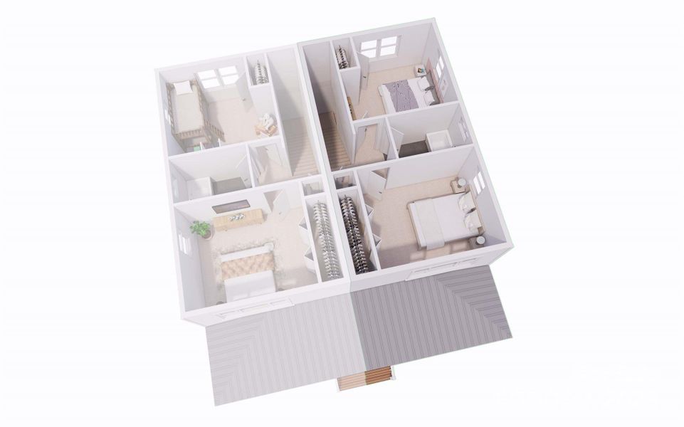 3D floor plan of 2nd floor right side unit