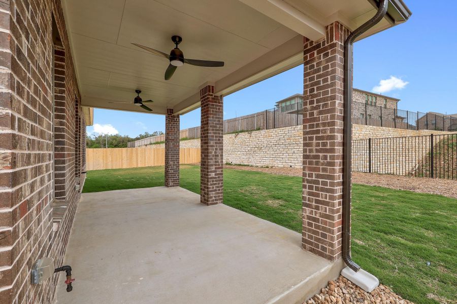 Exterior details and patio area of a home in River Bluff, Leander (Image 21).