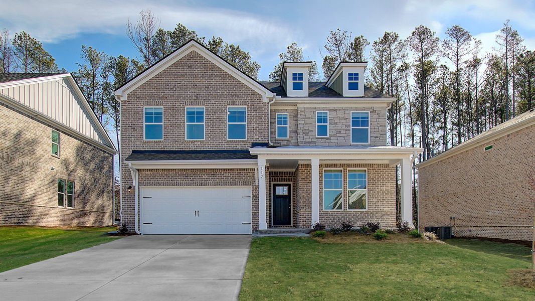 Representative exterior photo of a completed home built from the Wynwood by DRB Homes in Bowers Farm, McDonough, GA (Image 23).