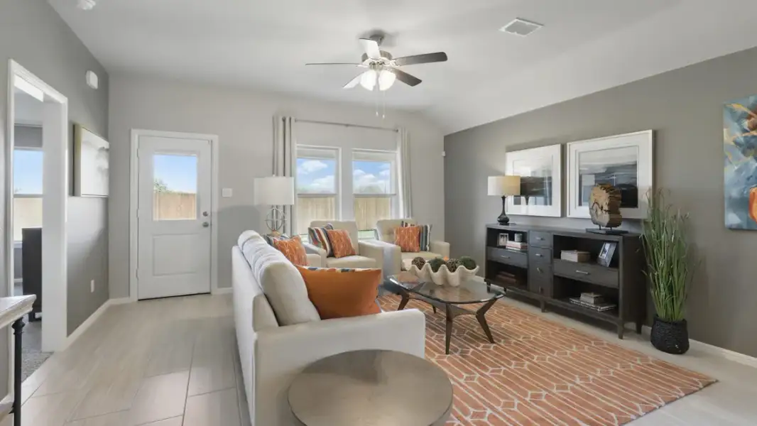 Furnished interior view inside a new home in Rosewood at Beltmill, Fort Worth (Image 16). Furnished interior view inside a new home in Rosewood at Beltmill, Fort Worth (Image 16).