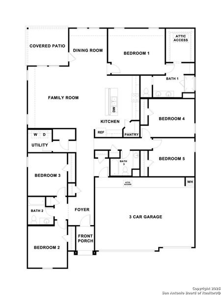 2D floor plan layout of this home in Sonoma Oaks, Fredericksburg, TX (Image 3).