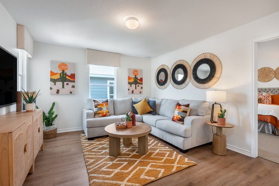 Representative furnished interior of a home built from the 1663 Modeled by KB Home in Spanish Trails Villas, San Antonio (Image 6).