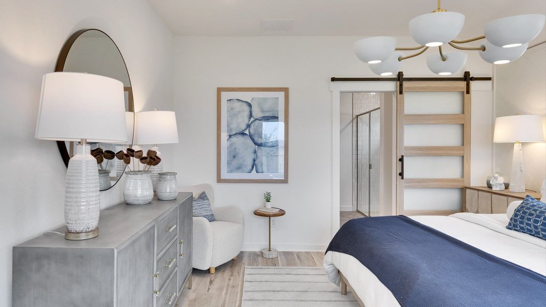Representative furnished interior of a home built from the Meyerson by DRB Homes in Infinity Square, Kyle (Image 26).