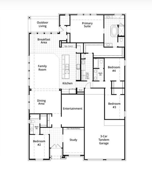 2D floor plan layout for the 215 Plan by Highland Homes in Two Step Farm: 60ft. lots, Montgomery, TX (Image 3). 2D floor plan layout for the 215 Plan by Highland Homes in Two Step Farm: 60ft. lots, Montgomery, TX (Image 3).