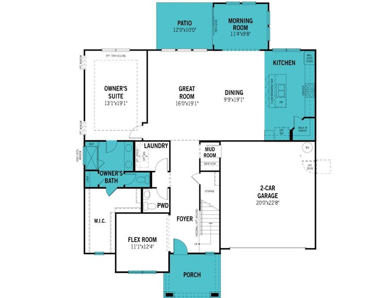 2D floor plan layout of this home in High Grove Oaks, Fuquay Varina, NC (Image 6).
