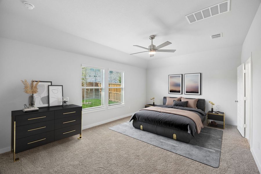 Primary Suite in the Oscar home plan by Trophy Signature Homes – REPRESENTATIVE PHOTO