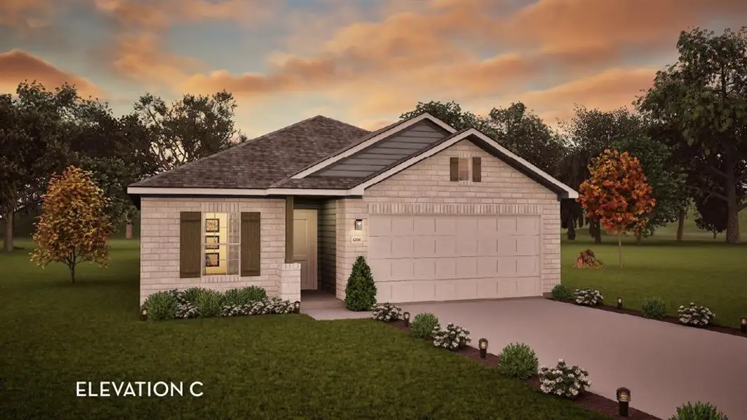 Front exterior of a new home in Saddlebrook Estates, Waxahachie, TX, highlighting curb appeal (Image 1). Front exterior of a new home in Saddlebrook Estates, Waxahachie, TX, highlighting curb appeal (Image 1).