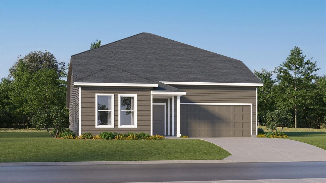 Front exterior of a new home in Thunder Rock, Marble Falls, TX, highlighting curb appeal (Image 2). Front exterior of a new home in Thunder Rock, Marble Falls, TX, highlighting curb appeal (Image 2).