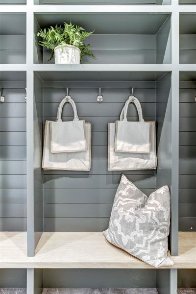 Mud room connecting the 2 car garage