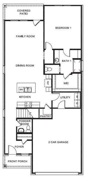 D.R. Horton's Florence floorplan, 1st floor - All Home and community information, including pricing, included features, terms, availability and amenities, are subject to change at any time without notice or obligation. All Drawings, pictures, photographs, video, square footages, floor plans, elevations, features, colors and sizes are approximate for illustration purposes only and will vary from the homes as built.