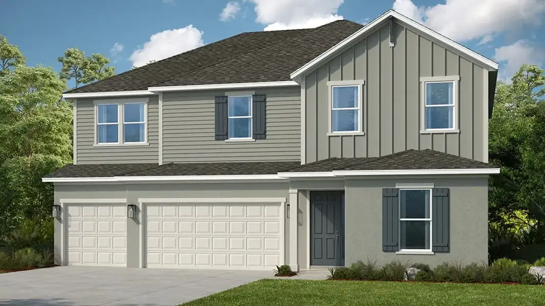 Representative exterior photo of a completed home built from the Carmel by Taylor Morrison in Azure at Solaeris, Port St. Lucie, FL (Image 21).