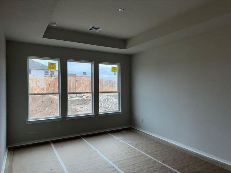 Empty room with healthy amount of natural light and a raised ceiling Empty room with healthy amount of natural light and a raised ceiling